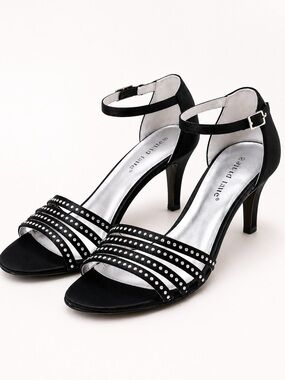 Wide Width Black Rhinestone Heels 9WW Comfort Wedding Evening Shoes David Tate